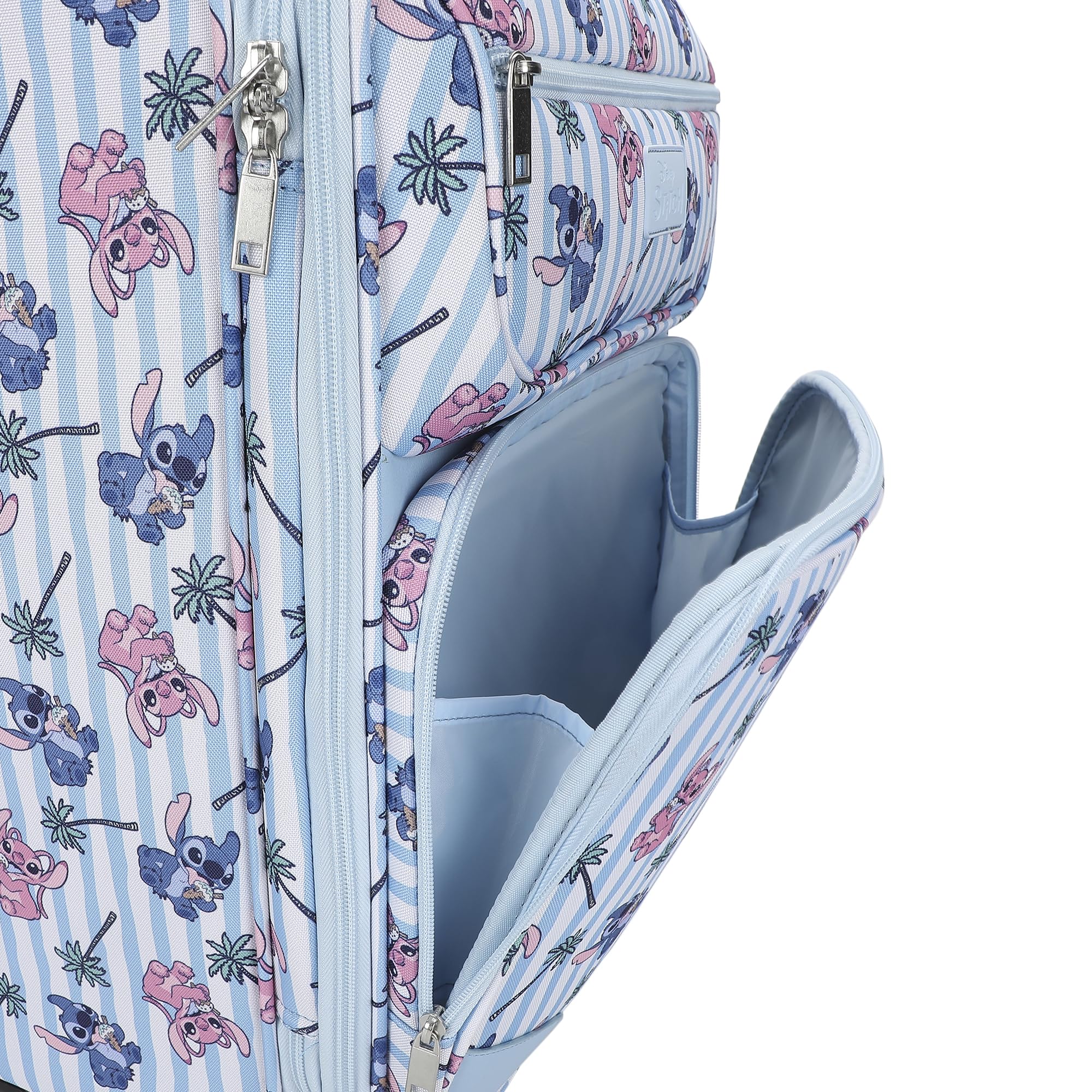 Bioworld Disney Stitch & Angel Ice Cream Blue 20" Adult Softside Rolling Luggage - Image 7