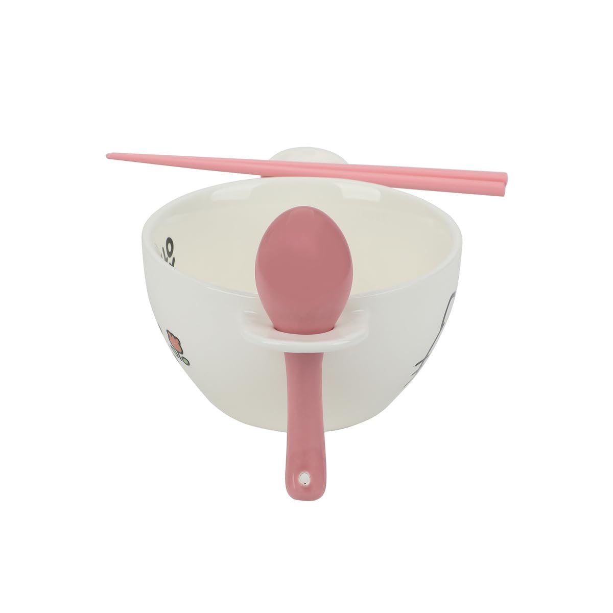 Bioworld Hello Kitty Sanrio Enjoy The Little Things Ceramic Ramen Bowl With Spoon & Chopsticks - Image 6