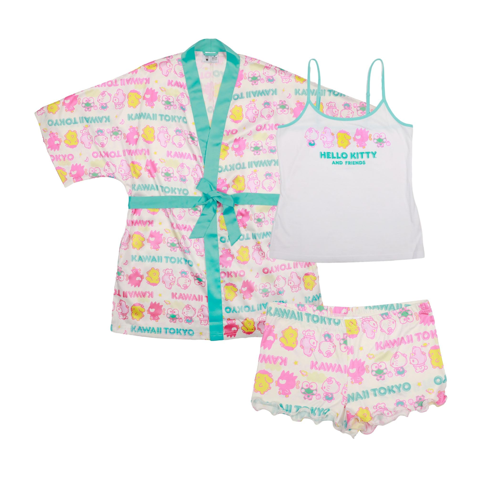 Bioworld Juniors Hello Kitty & Friends Sleepwear Set: Robe, Camisole, and Sleep Shorts - Image 3