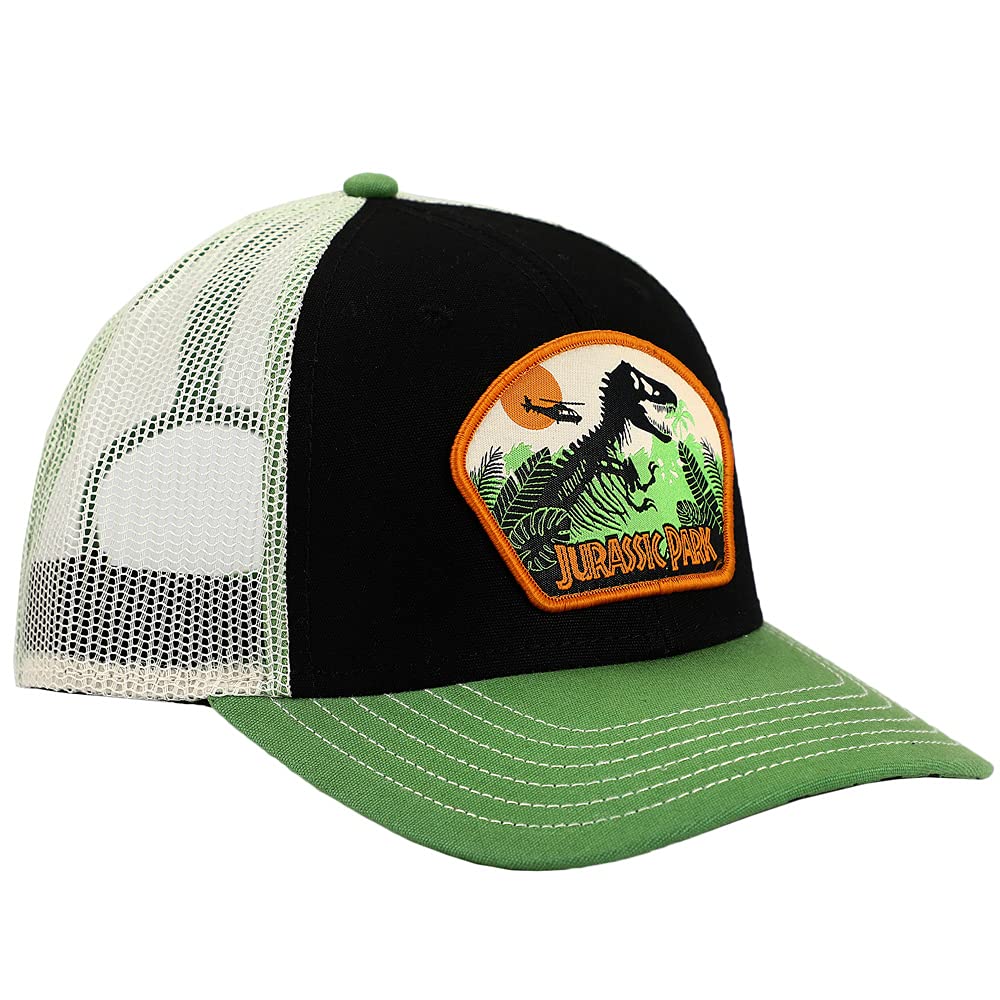 Bioworld Jurassic Park Camo Dinosaur Pre-Curved Embroidered Logo Snapback Hat - Image 3