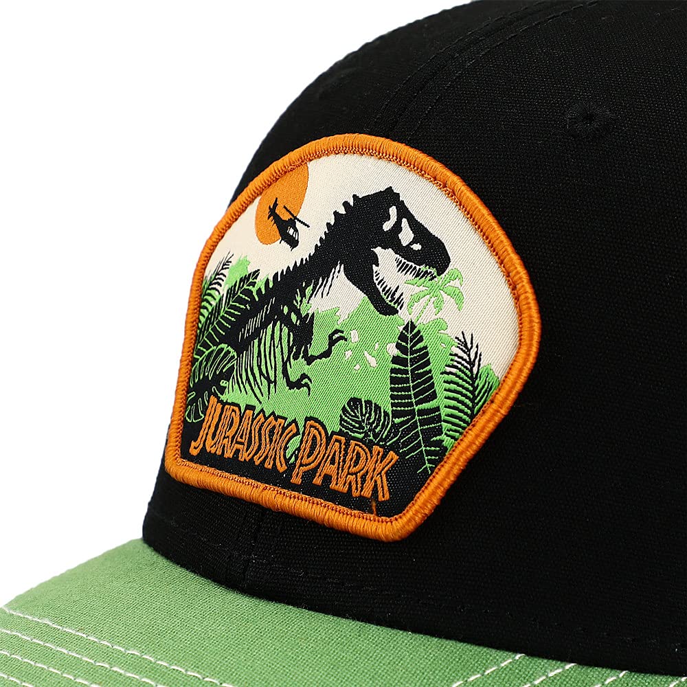 Bioworld Jurassic Park Camo Dinosaur Pre-Curved Embroidered Logo Snapback Hat - Image 4