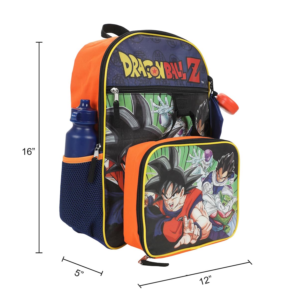 BIOWORLD Mens Dragon Ball Z 4-Piece Backpack Set (Little Kid/Big Kid), Orange, One size - Image 3