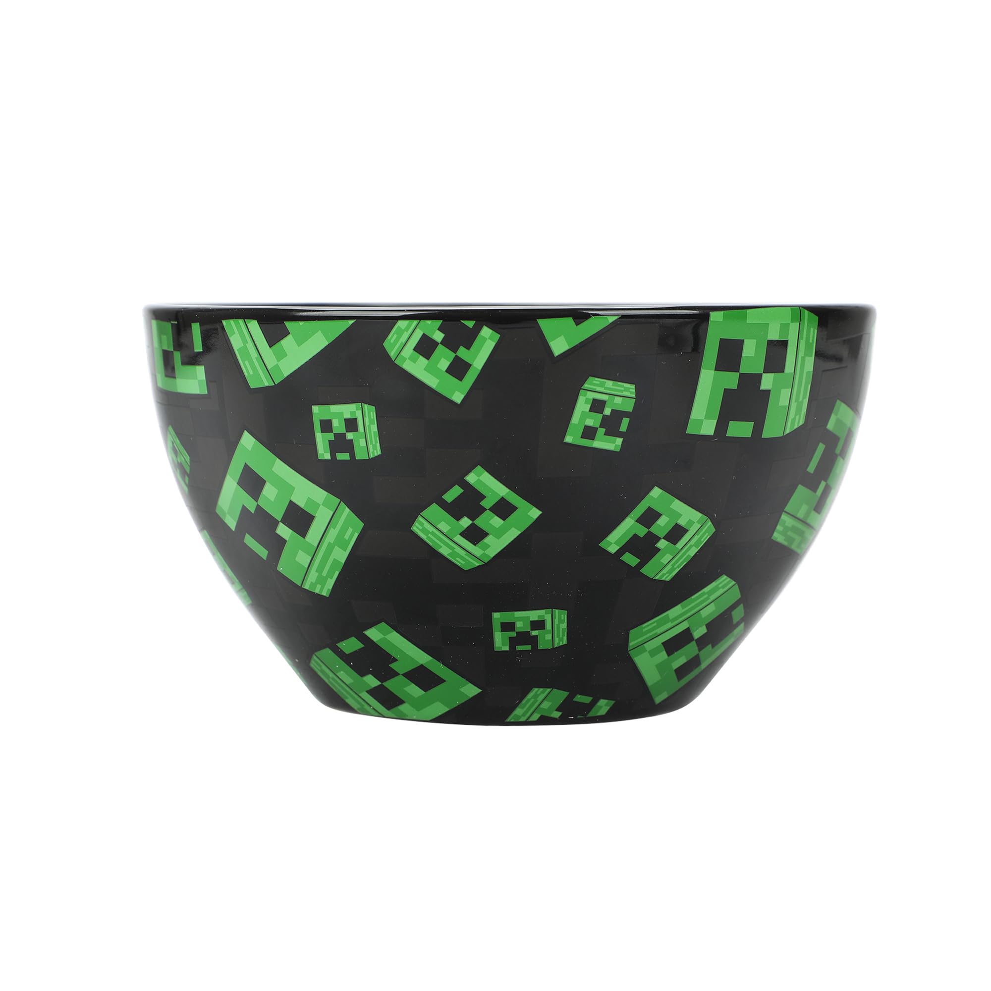 Bioworld Minecraft Creeper Faces 20 Oz Black Ceramic Ramen Bowl With Plastic Chopsticks - Image 5