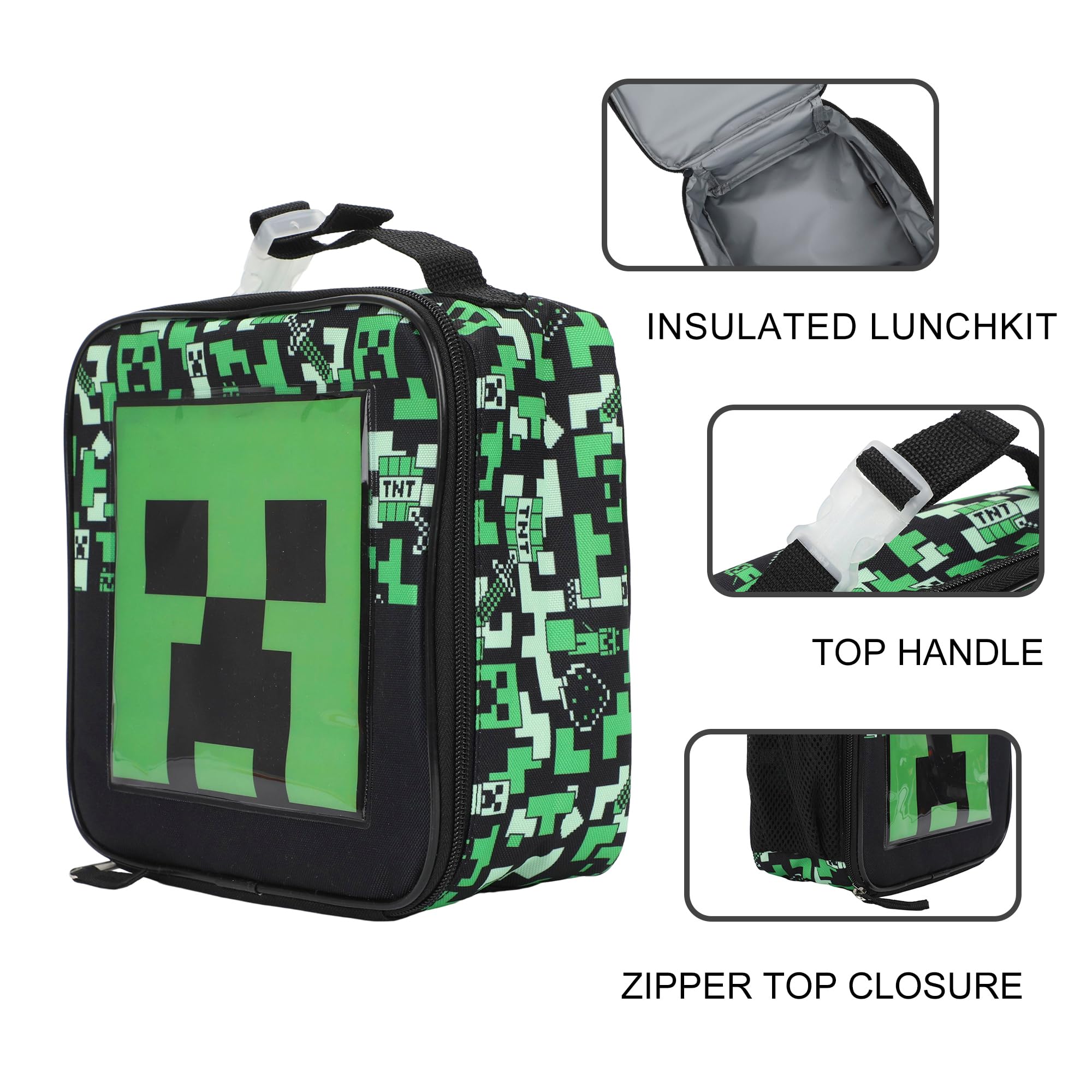 Bioworld Minecraft Square Insulated Lunchbox with Mesh Side Pocket - Image 8