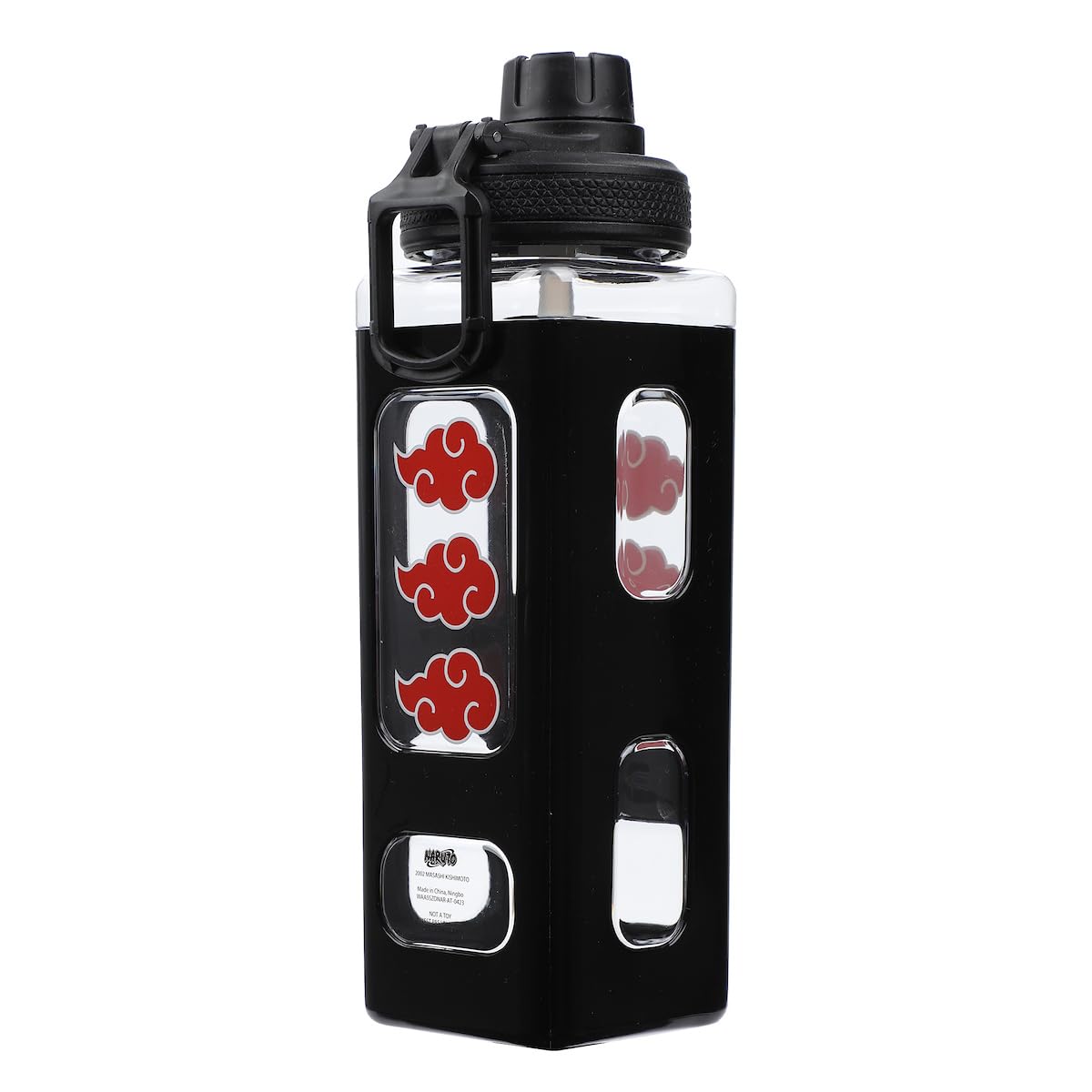 Bioworld Naruto Akatsuki Clouds 24 Oz Black Square Plastic Water Bottle - Image 3