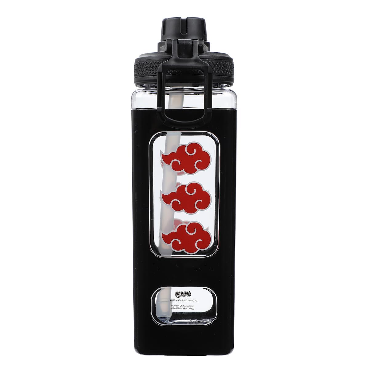 Bioworld Naruto Akatsuki Clouds 24 Oz Black Square Plastic Water Bottle - Image 4