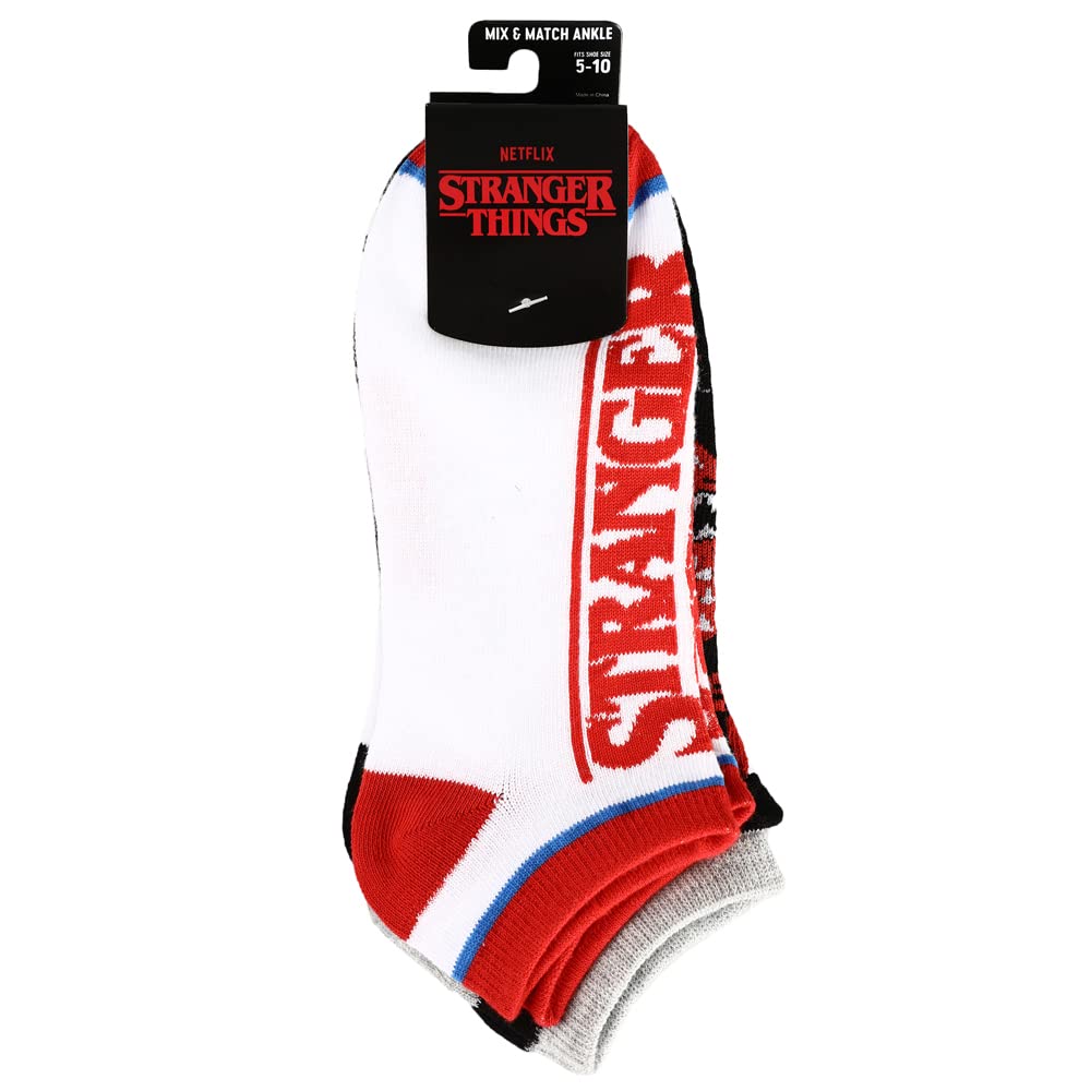 Bioworld Stranger Things Logos Casual Ankle Socks for Men 5-Pack - Image 7