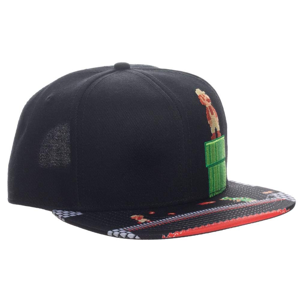 Bioworld Super Mario Video Game 8-Bit Black Snapback Hat for Mens - Image 3