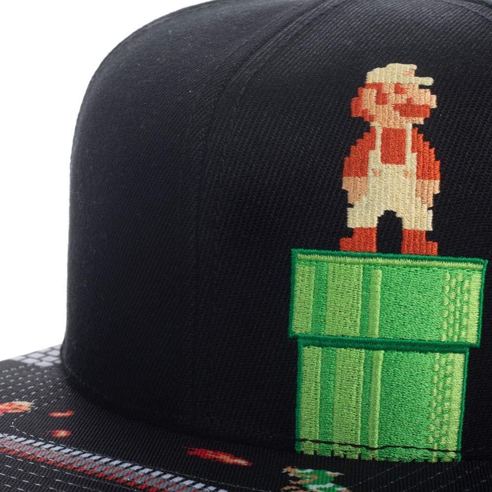 Bioworld Super Mario Video Game 8-Bit Black Snapback Hat for Mens - Image 5