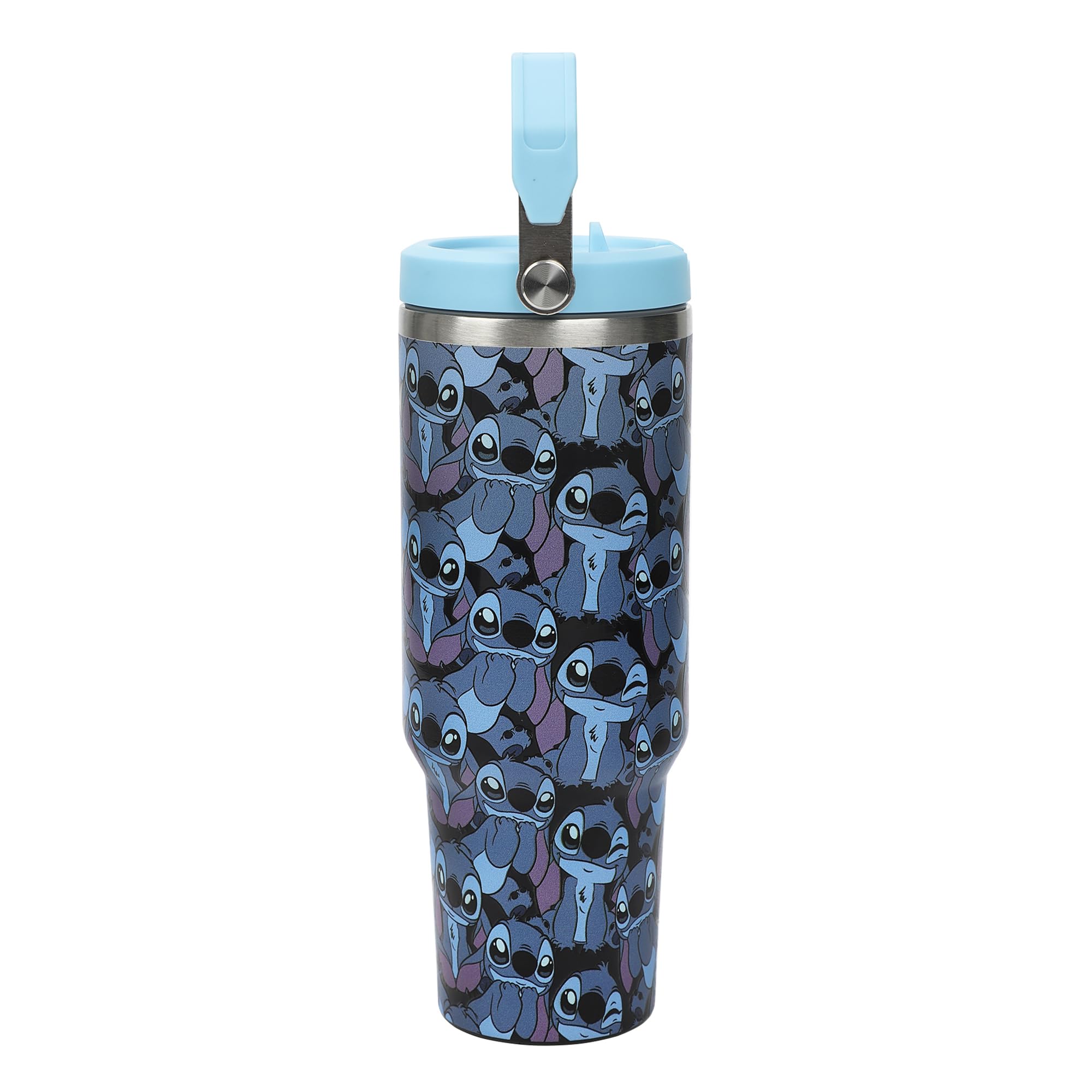 Disney Stitch All-Over Print Blue 40 Oz Stainless Steel Tumbler With Handle - Image 3