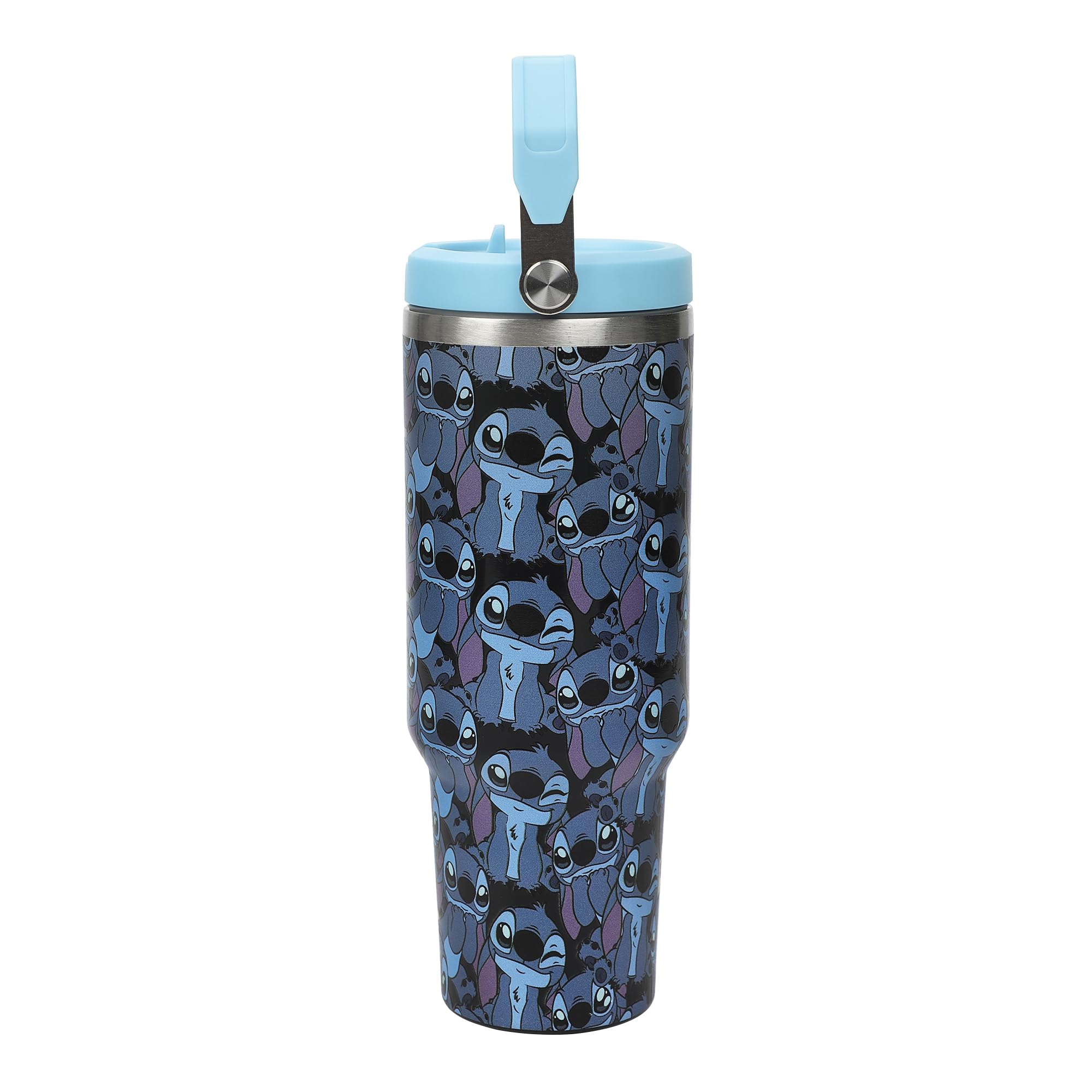 Disney Stitch All-Over Print Blue 40 Oz Stainless Steel Tumbler With Handle - Image 4