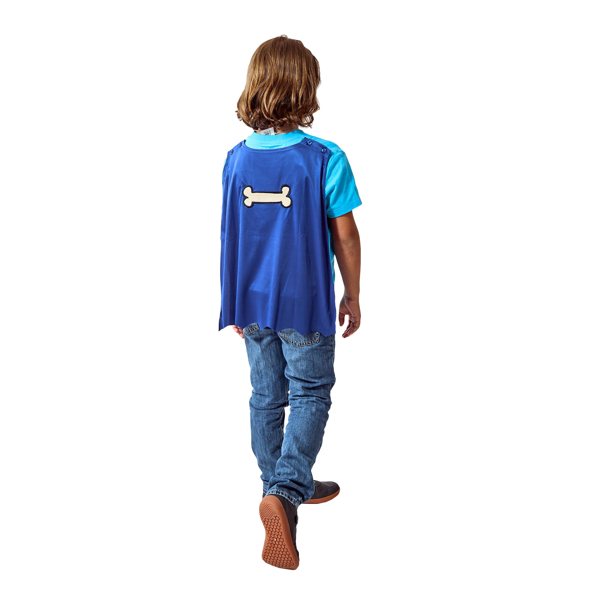 Dog Man Superhero Costume Boy's Blue Crew Neck Short Sleeve T-Shirt with Detachable Cape - Image 3