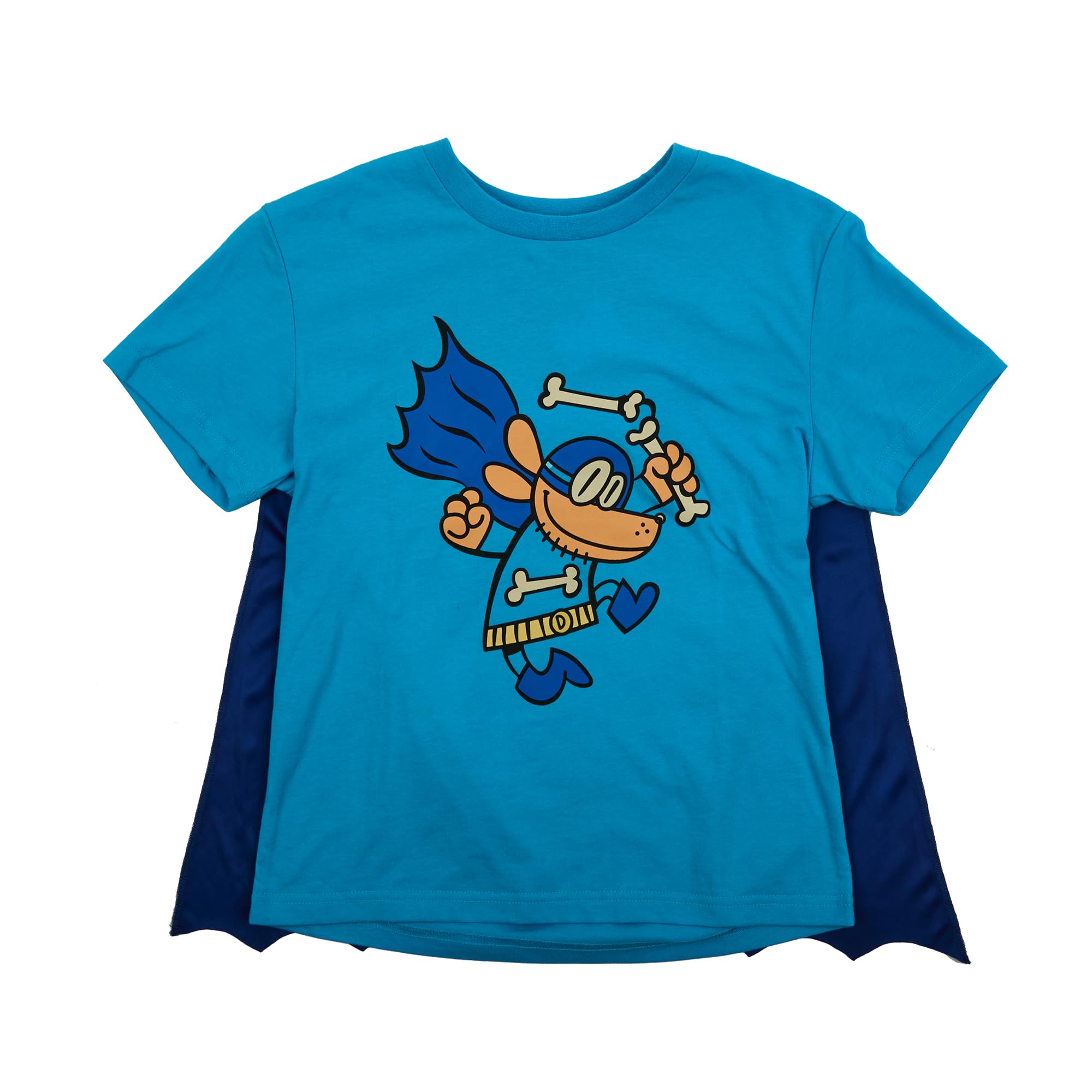 Dog Man Superhero Costume Boy's Blue Crew Neck Short Sleeve T-Shirt with Detachable Cape - Image 5