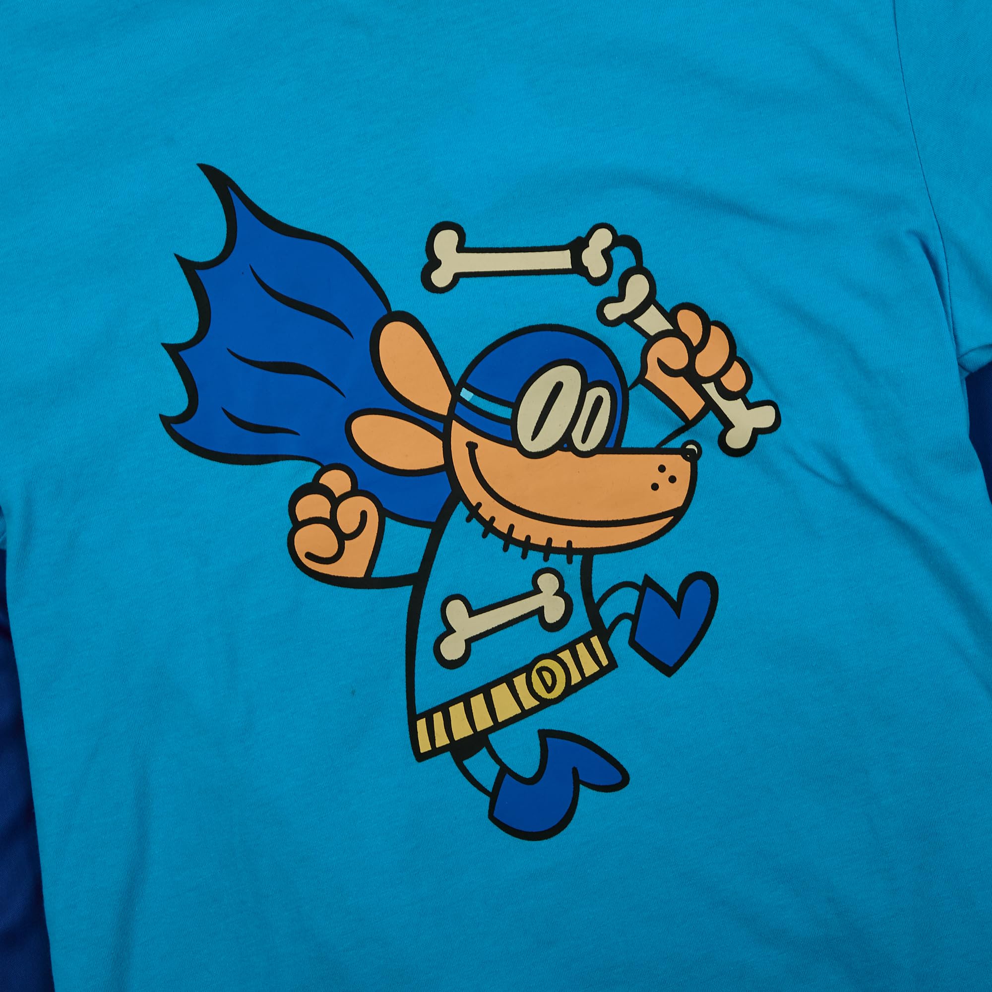 Dog Man Superhero Costume Boy's Blue Crew Neck Short Sleeve T-Shirt with Detachable Cape - Image 7