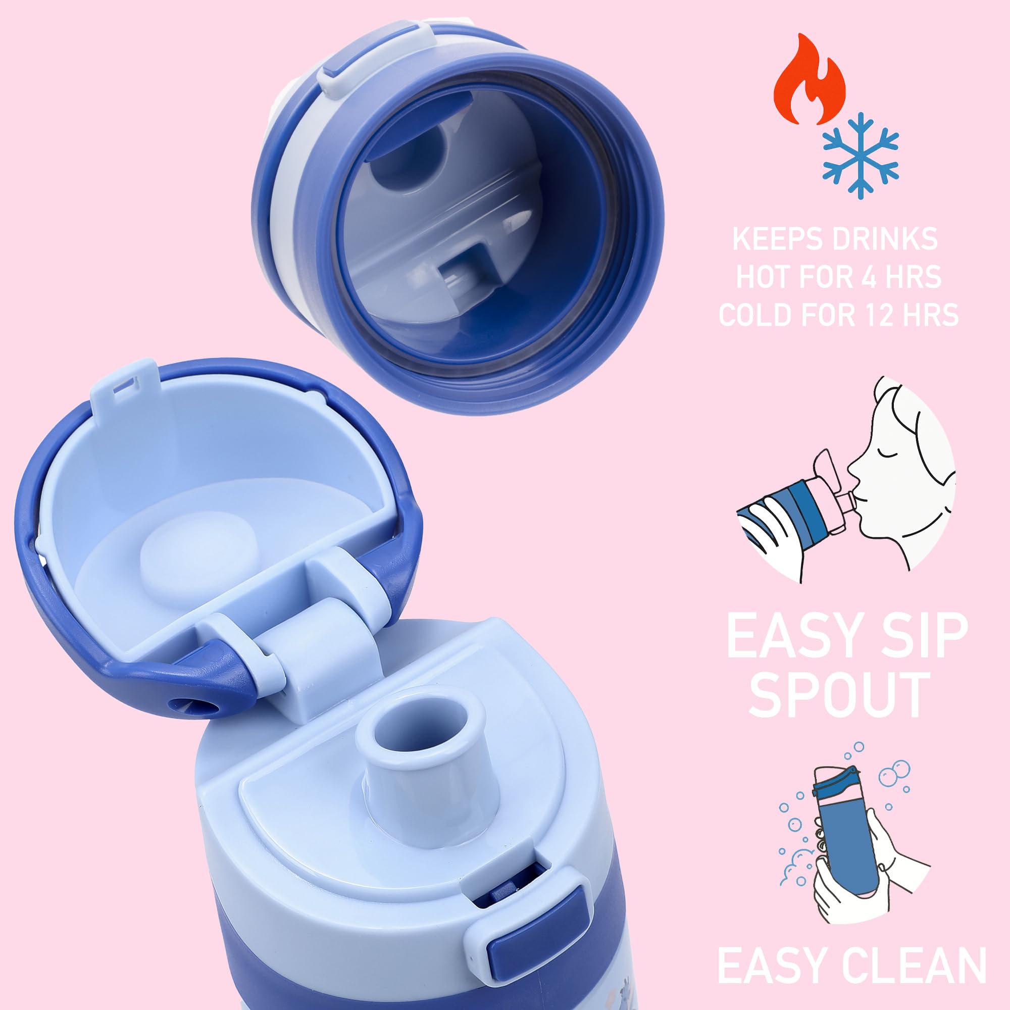 Lilo & Stitch All-Over Stitch Print Blue 24 Oz Stainless Steel Water Bottle - Image 3