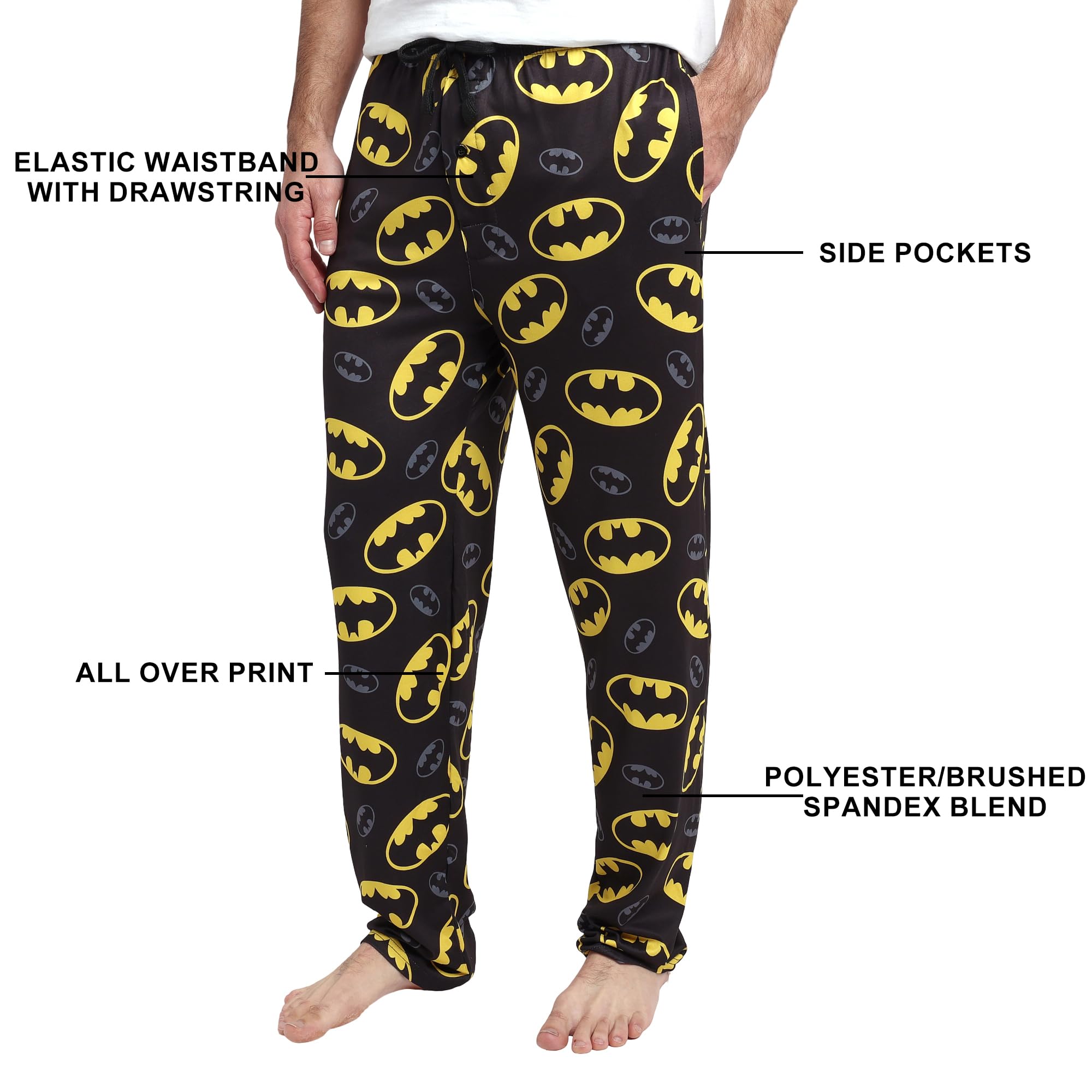 Men's Adult Batman Black Sleep Pants - Gotham Knight Comfort for Superhero Fans - Image 3