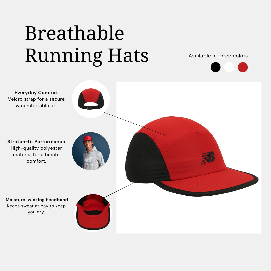 New Balance Adult Unisex 5 Panel Lightweight Adjustable Camper Flat Bill Running Hat - Image 6